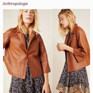XS Anthropologie Hayden Faux Leather Jacket (Brown)